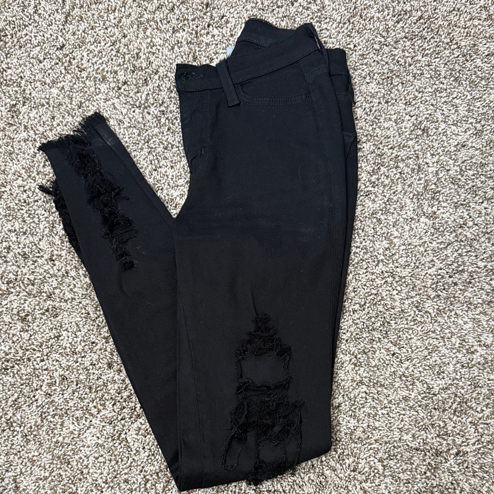 Vibrant Distressed Black Skinny Jeans